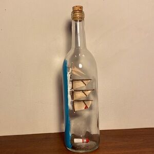 Classic Vintage Handmade Ship in a Bottle Decor Piece! Made in Canada